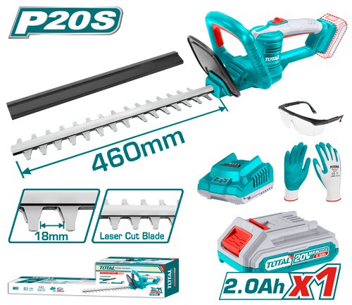 Cortasetos a Batería Total 20 V 46 cm con Batería y Cargador THTLI20461
