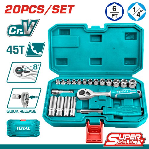 Juego de Tubos con Criquet Total 1/4 pulg. 20 Piezas THT141201