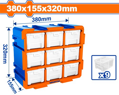 Torre Organizadora Modular Wadfow 9 Cajones Transparentes WTB8331