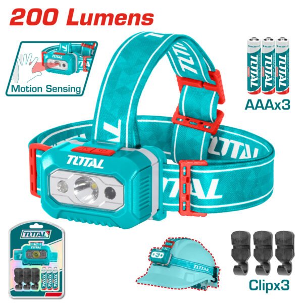 Linterna Frontal Total 200 lm a Pilas THL013AAA6