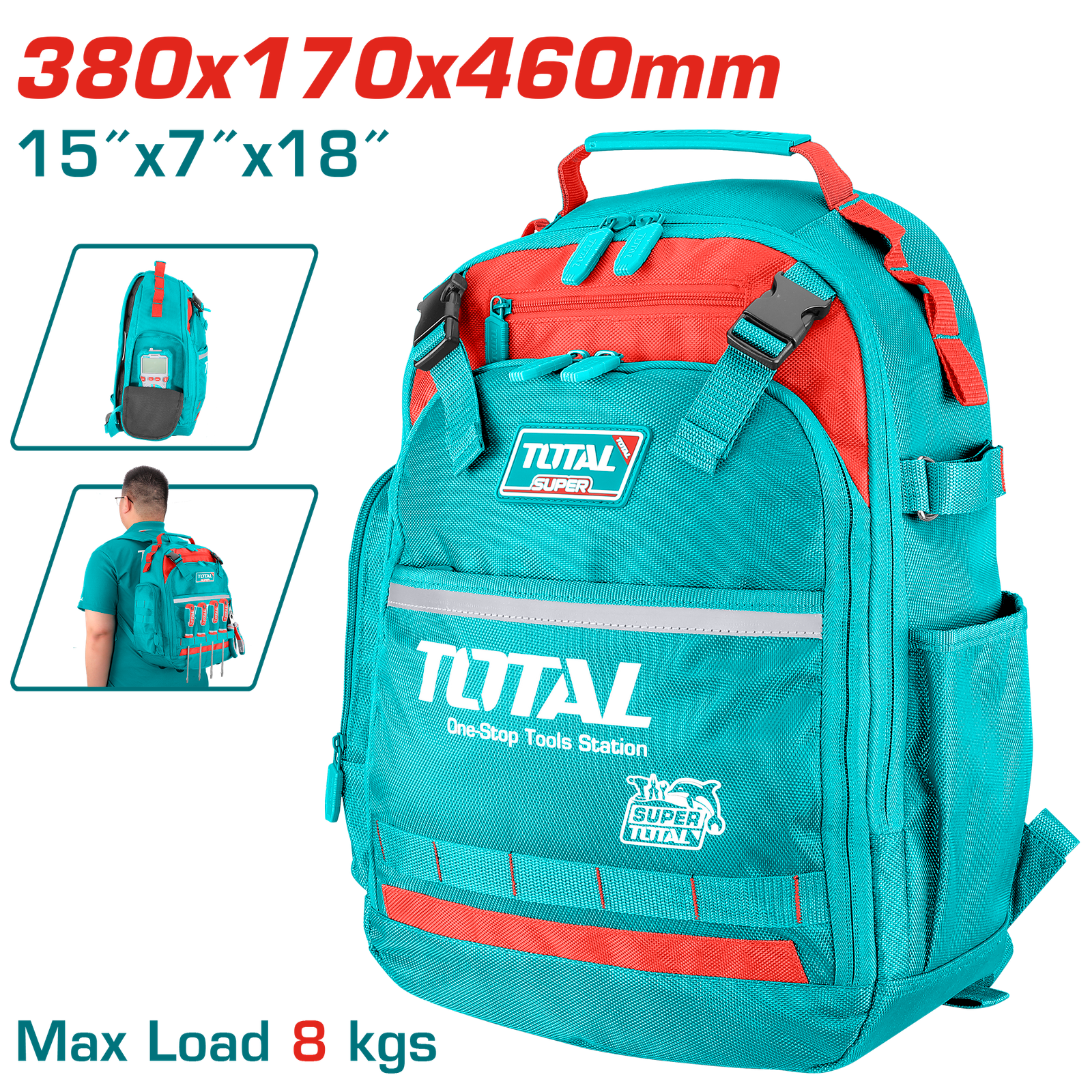 Mochila para Herramientas Total 38 × 17 × 46 cm THBP02025 Mochila para Herramientas Total 38 × 17 × 46 cm THBP02025