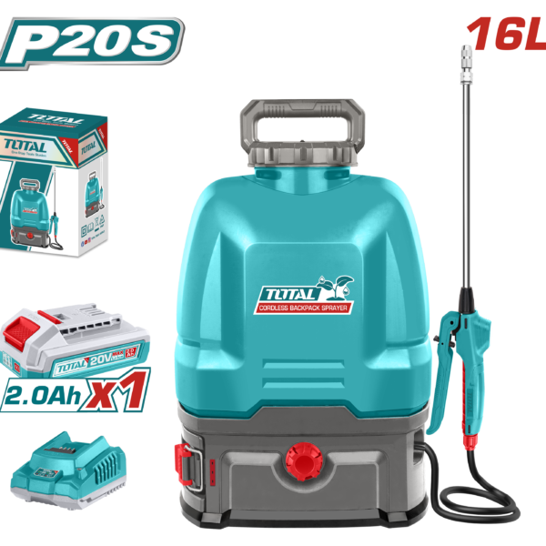Mochila Pulverizadora a Batería Total 20 V 16 L con Batería y Cargador TSPLI20162