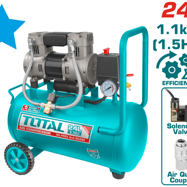Compresor de Aire sin Aceite Total 24 L 1,5 HP TCS1110242