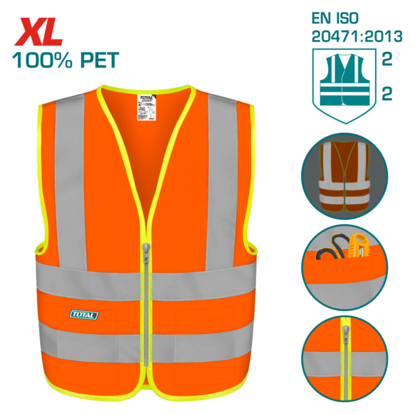 Chaleco Reflectante Naranja Total Talle XL con Cierre TSP62XL