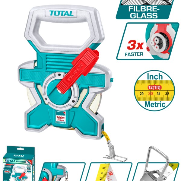 Cinta Métrica de Fibra de Vidrio Total 100 m TMTF181006