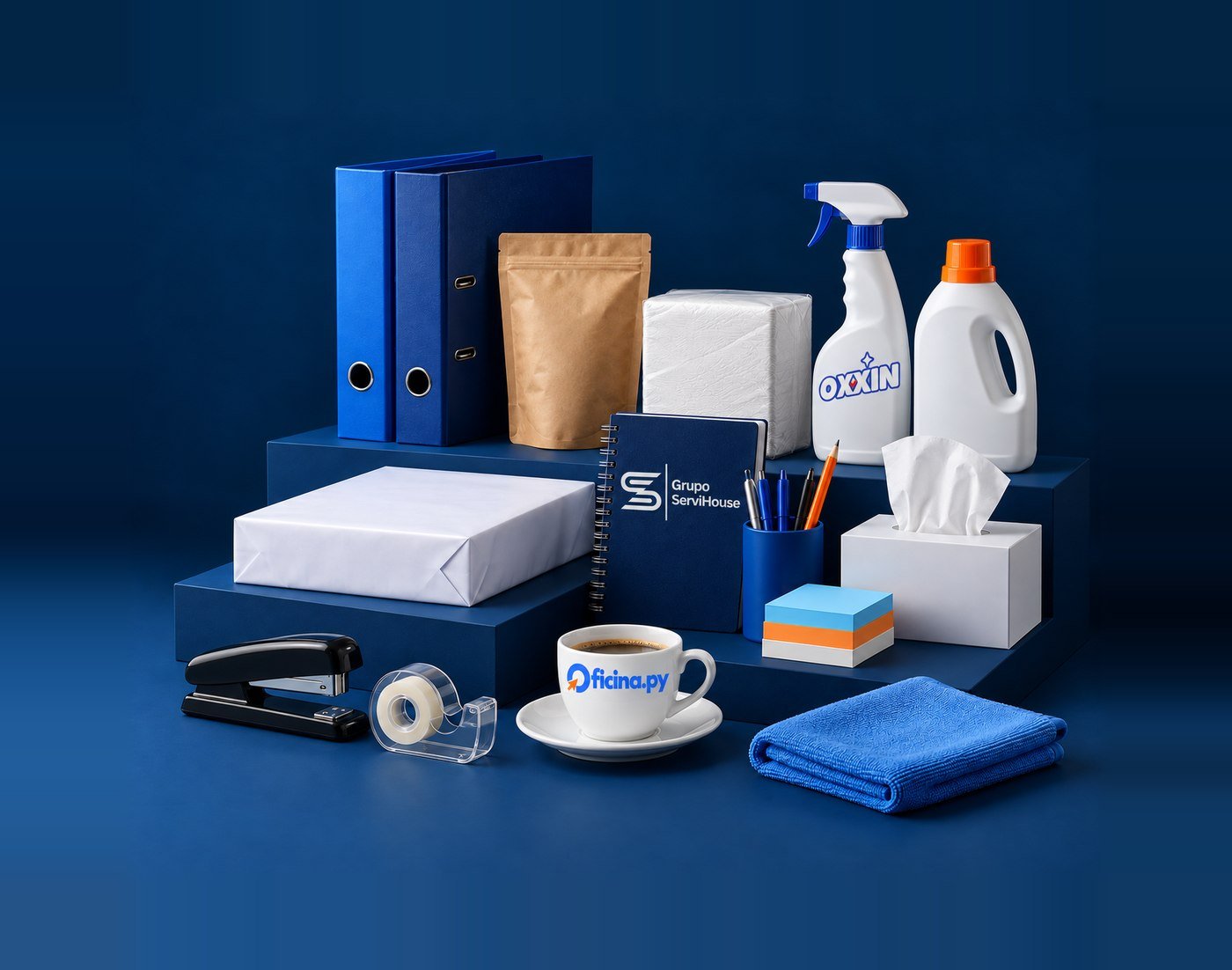 Insumos de oficina, limpieza y cafetería de Oficina.py, con la marca propia OXXIN